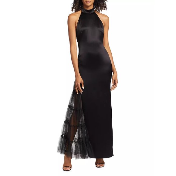 Alice + Olivia Ryn Tulle-Panel Satin Gown - elegant and seductive, size 8. - Picture 5 of 11